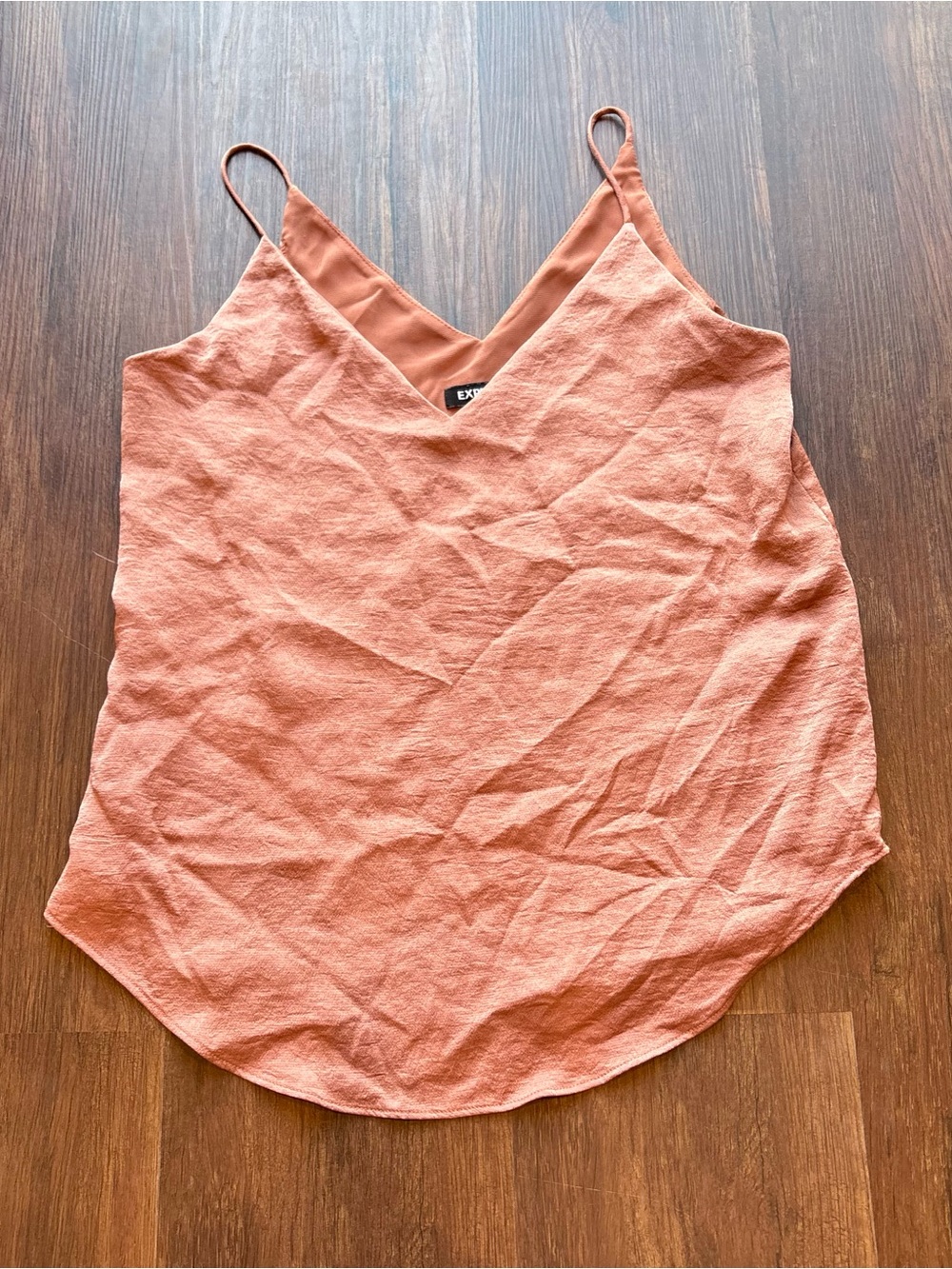 Express Satin Cami Terracotta Rose Copper 90s Slip Top Minimalist Layering XS - Picture 5 of 6